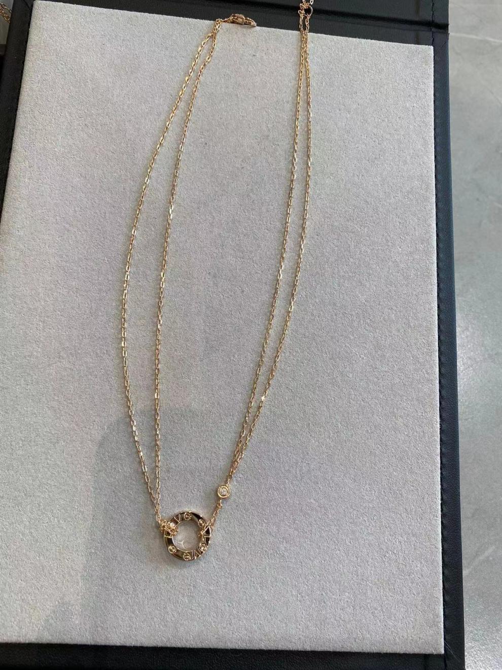 老凤祥 高端金高版本二代家真爱系列双链小饼项链女18玫瑰金印记 玫瑰