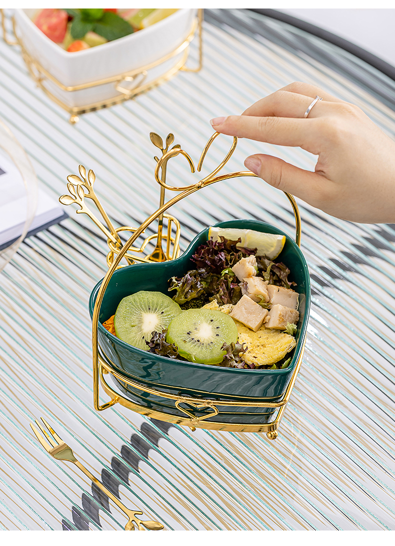 瀚易网红水果盘客厅家用小精致陶瓷沙拉果盘创意北欧小吃零食盘ins风