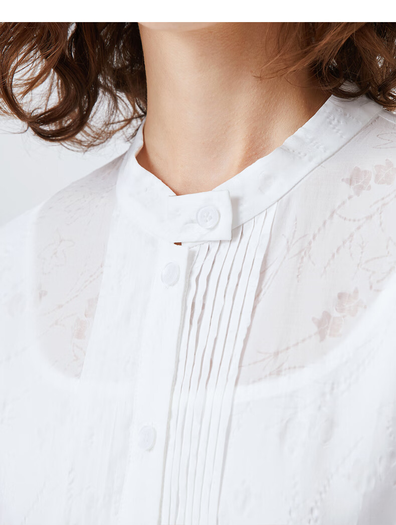 goobgsgb谷邦月牙白收腰衬衫裙子短袖纯棉连衣裙女月牙白s155