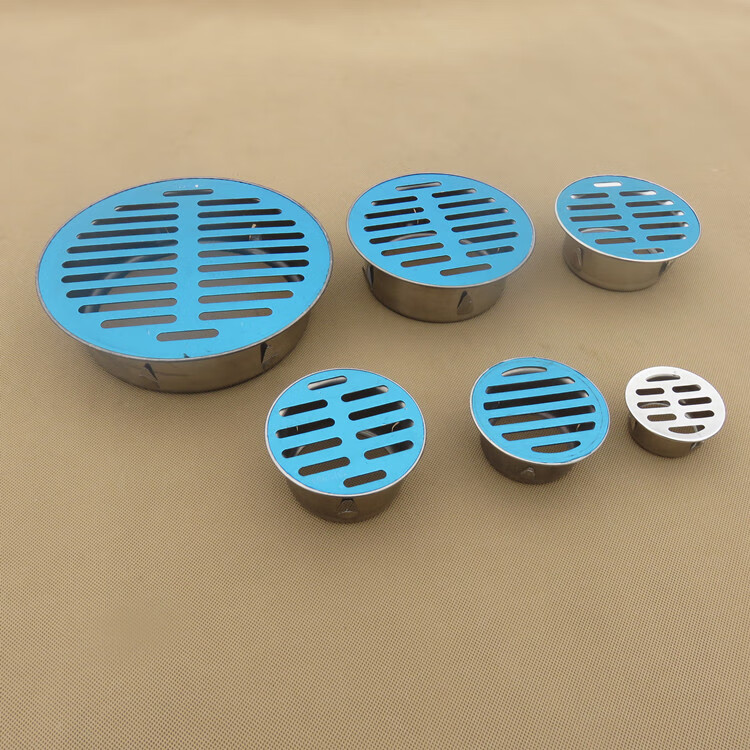 户外75110pvc160管阳台防堵平面地漏帽304不锈钢卡插天台地漏盖75201