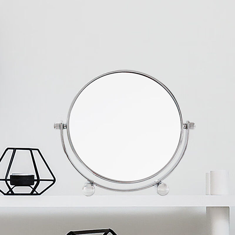 双面化妆镜高清放大台式美容镜子学生宿舍便携公主镜 6英寸(15cm镜面)