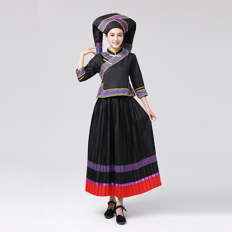 广西壮族三月三服装女少数民族服饰成人舞蹈演出服云南文山歌圩节 hz