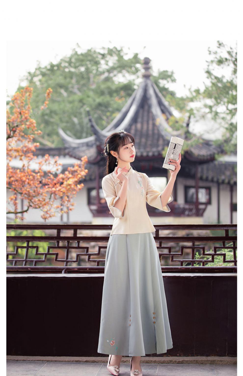 皮尔卡丹轻奢高端女装中国风改良古装新款唐装旗袍上衣复