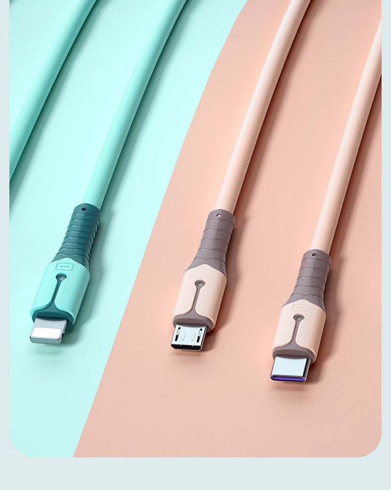 仁尼5a三合一弹簧数据线适用苹果华为充电器线伸缩快充三头安卓typec