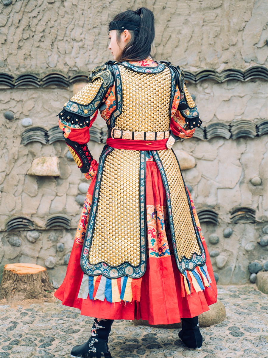 古装盔甲将军百炼铸甲明制直身锁子甲中国甲胄古代铠甲盔甲金银格斗