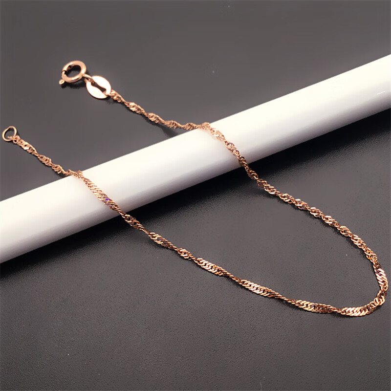 老凤凰俄罗斯585紫金14k玫瑰金彩金结实水波纹手链15cm或155cm