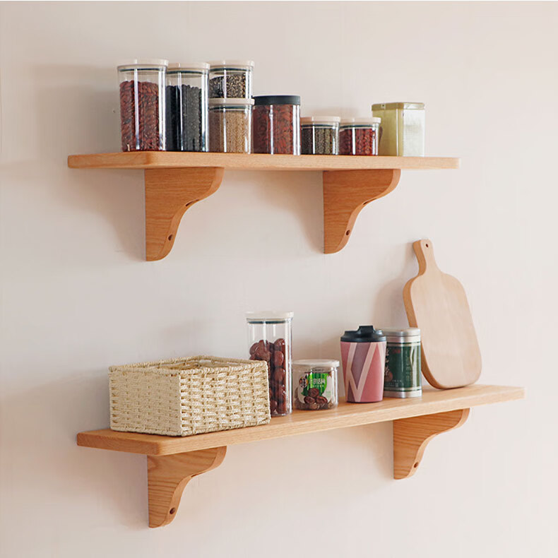 墙上书架墙壁置物装饰架一字板置物架实木墙上隔板书架墙面置物板餐厅