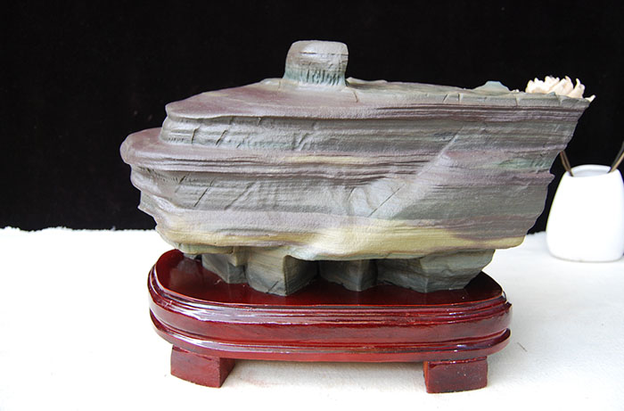 爱韵馨华礼品松花奇石天然原石摆件家居室内办公书房案头千层石装饰