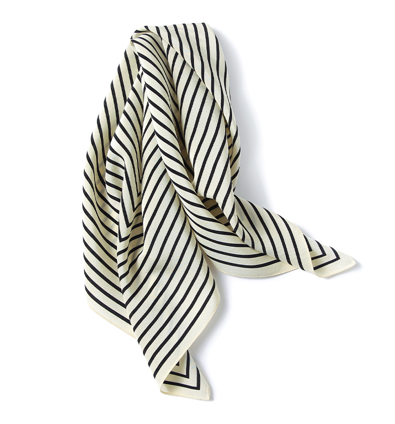 臻选礼盒装明星网红同款黑白条纹丝巾小方巾女长条法式真丝杨采钰同款