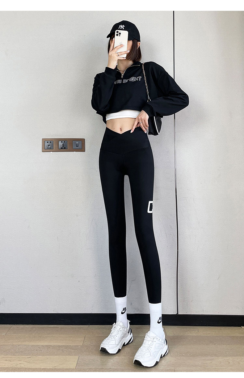 hkxn魅次方鲨鱼皮裤女外穿薄款强压高腰收腹提臀芭比裤春秋款沙鱼打底