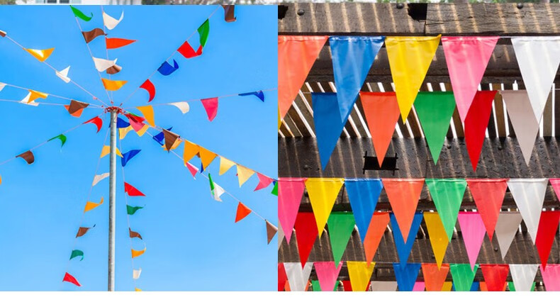 小彩旗三角串旗批发彩旗装饰婚礼婚庆公司开业彩条旗三角旗工地警戒户