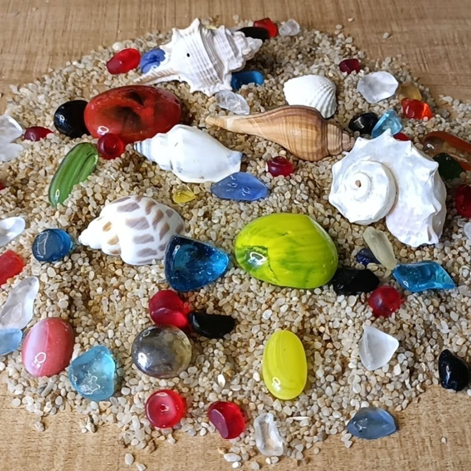 淘金沙矿石玩具套装小矿车淘沙淘矿石沙袋儿童淘金沙包贝壳原石和人造