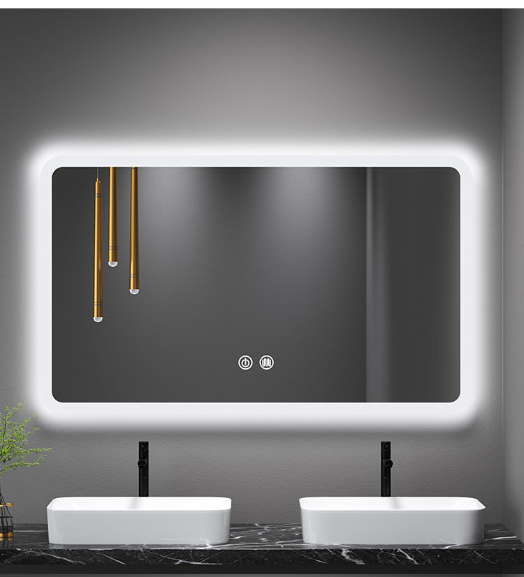 圣诺熊智能镜子卫生间壁挂方镜led化妆镜触摸屏除雾防爆镜带灯镜线控