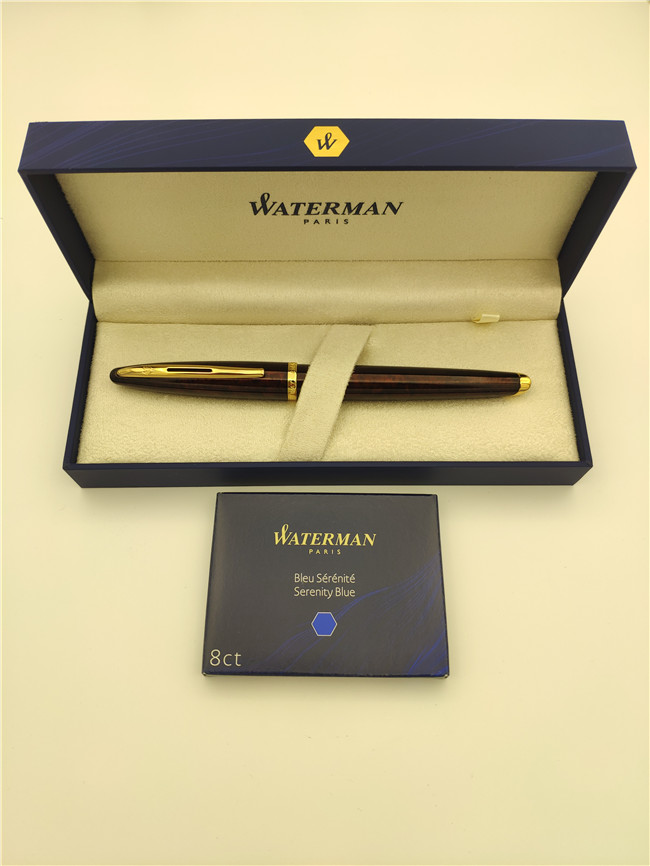 法国waterman威迪文carene海韵豪华版琥珀色钢笔赠上墨器墨囊深灰色黑