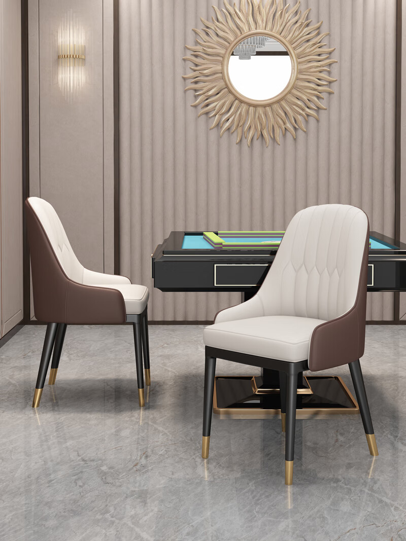 麻将椅子专用棋牌室坐的家用靠背麻将机椅轻奢麻将桌灰蓝皮革经济款无