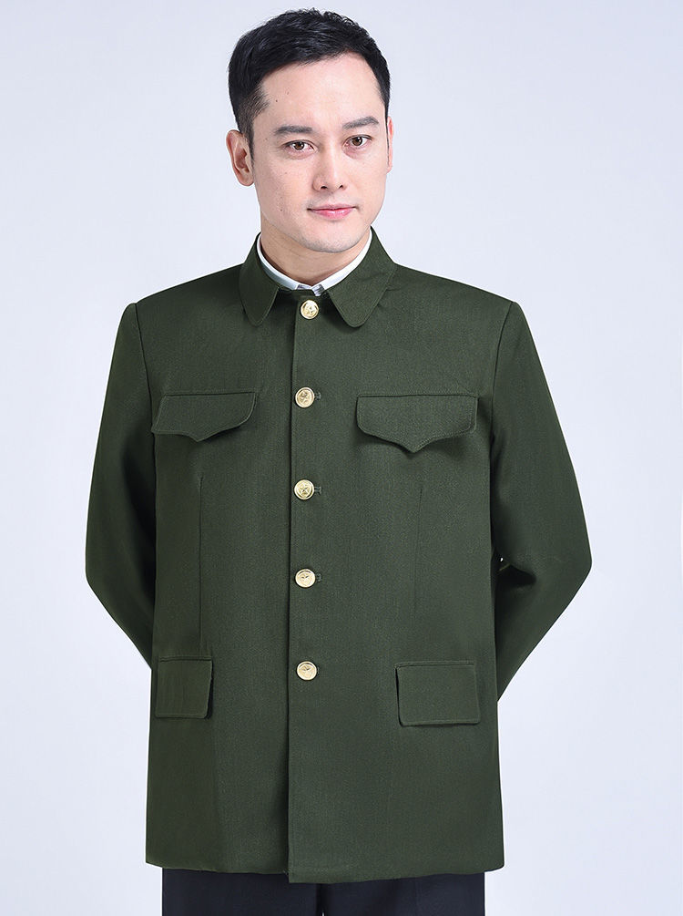峰中雪老人中山装男春秋季爸爸装中山服休闲服装爷爷外套上衣老式军