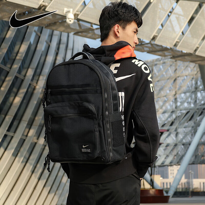 耐克(nike)旗舰王一博同款运动双肩包女背包初中生大容量灰白石色书包
