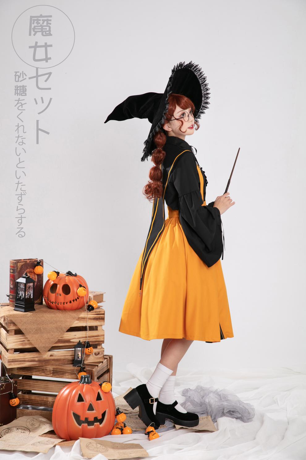 御茶家万圣节小魔女套装衬衫连衣护奶裙全套jk制服原创百搭下裙s