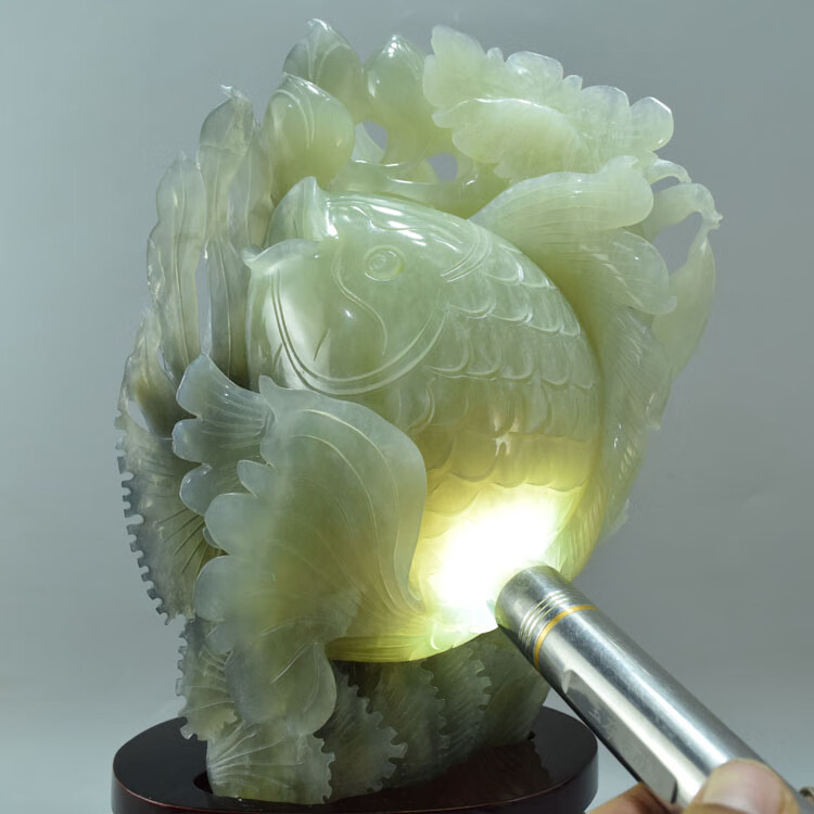 岫玉摆件岫玉鱼摆件辽宁岫岩玉石鱼摆件精品鲤鱼摆件升职礼物 10号