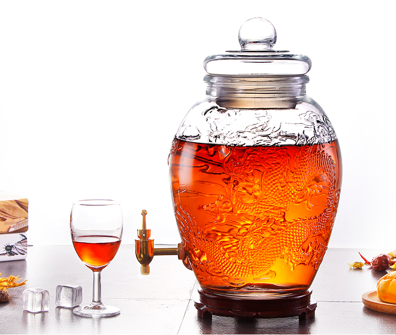优品瓶带龙头龙凤玻璃瓶酿酒酒缸密封罐大花坛葡萄酒酒坛子 泡酒的