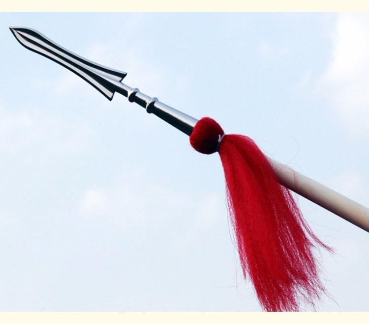 酷鹏白蜡杆武术棍红缨枪霸王枪不锈钢杂技表演道具太极头枪缨q全长20