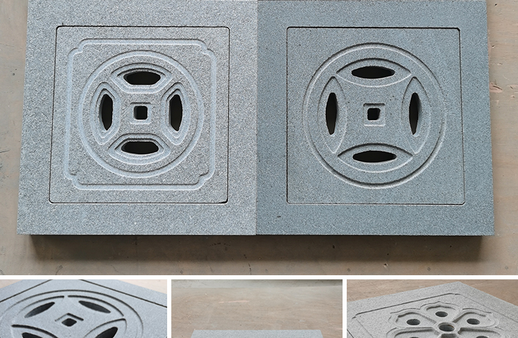 井盖方形雨水下水道污水水篦子铜钱装饰地漏分体式浮雕沟盖板 无边框