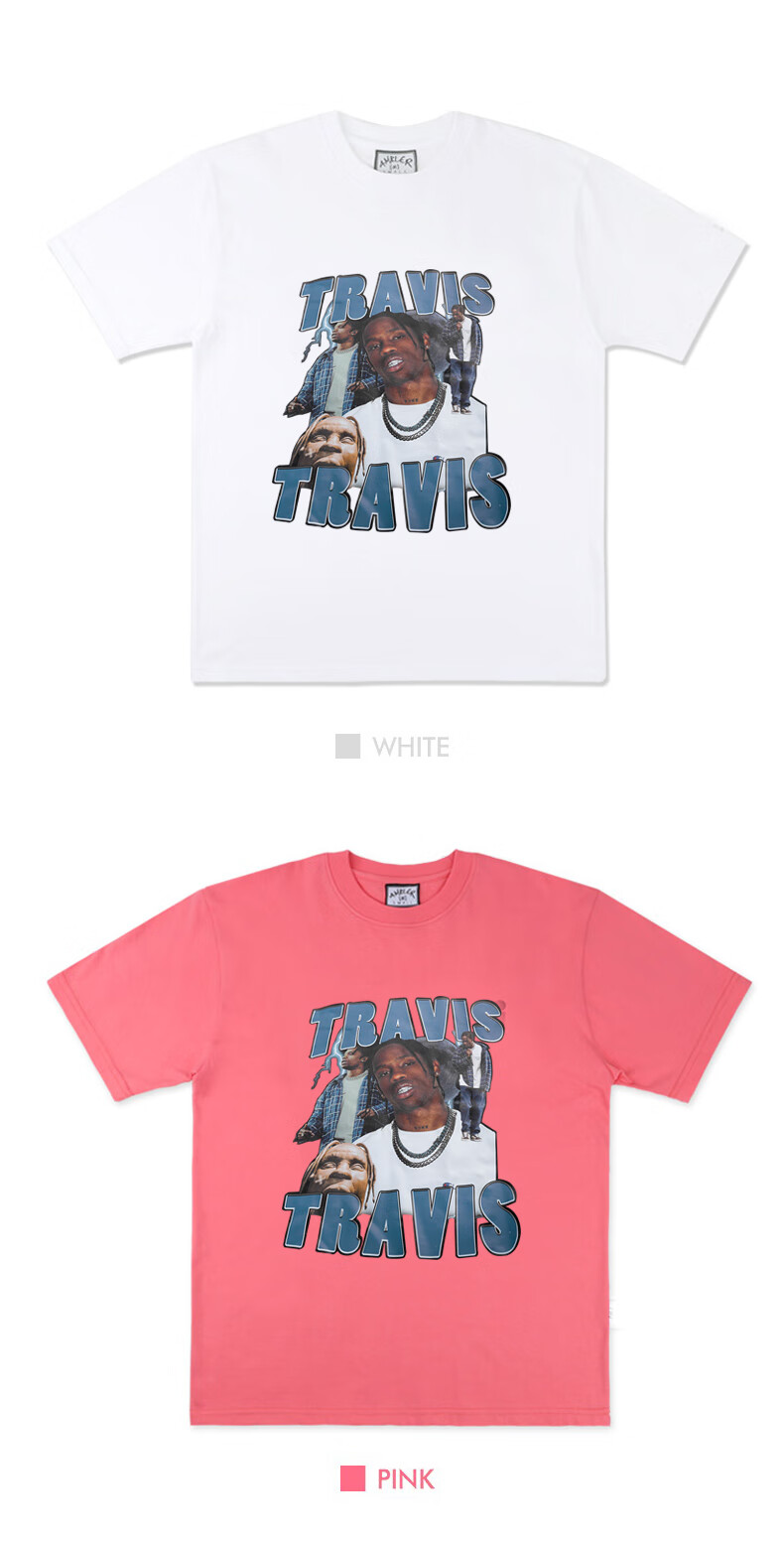 travisscott嘻哈人像vintage短袖t恤说唱风格印花欧美男女体恤白色m