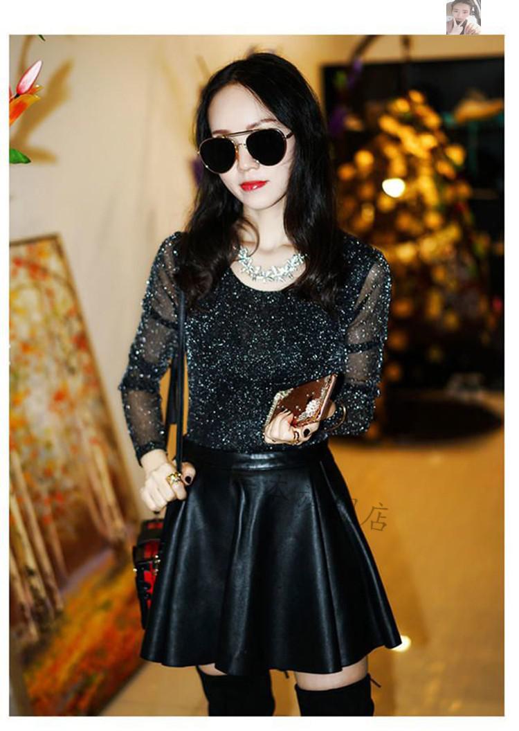 抖音同款雅琪服饰店月如裳圆领蕾丝女装网纱亮丝上衣修身t恤打底衫羽