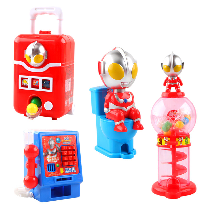 奥特曼糖果机玩具趣味零食摇奖出糖机彩虹糖机器人棒棒糖旋转投篮