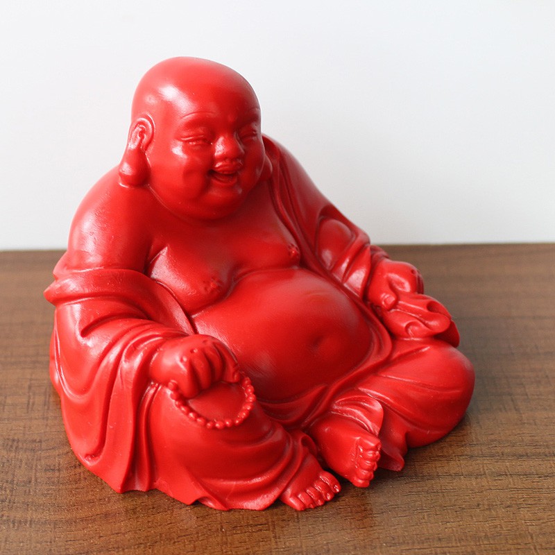 青鹊凰天然红色朱砂佛元宝金蟾佛大肚佛弥勒佛笑佛汽车车内车用摆件