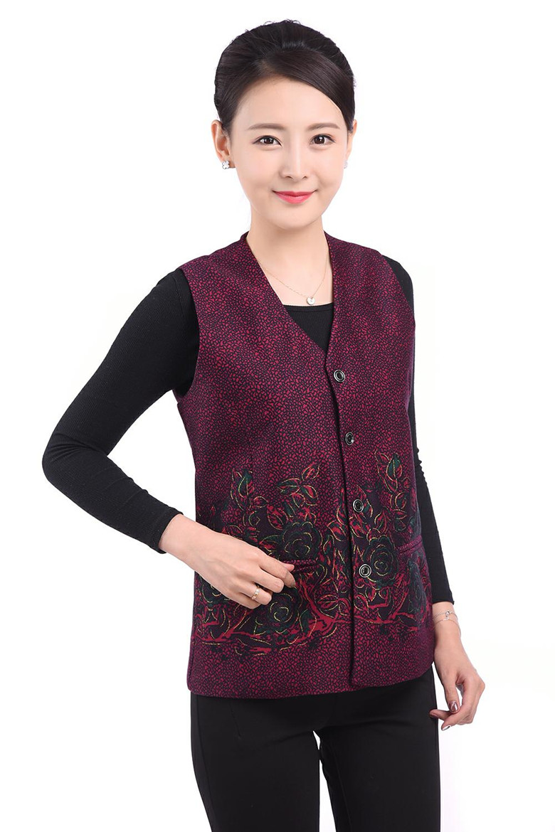 中年老人女春秋短款马甲布背心奶奶大码马夹修身内外穿妈妈无袖薄款