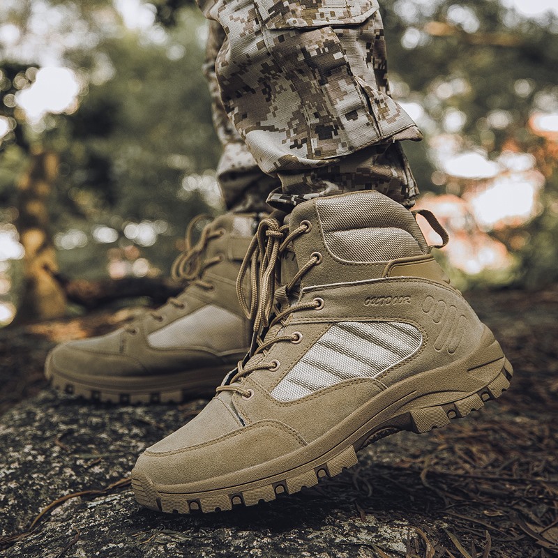 流行男鞋 男靴 索特西 军迷战地作战马靴马汀靴马丁靴马靴迷彩裤中
