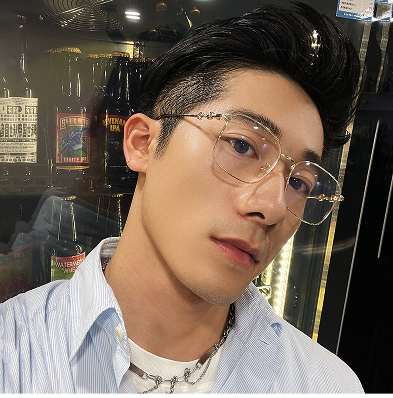 普莱斯pulais 斯文败类金丝眼镜男士方框显瘦防蓝光辐射眼镜框架女潮