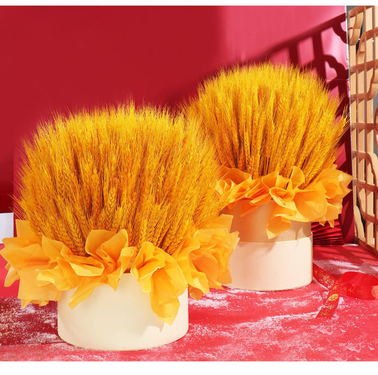 hkpz大麦花束摆件黄金干花麦穗大卖开业花篮小桌面装饰材料桶网红a款