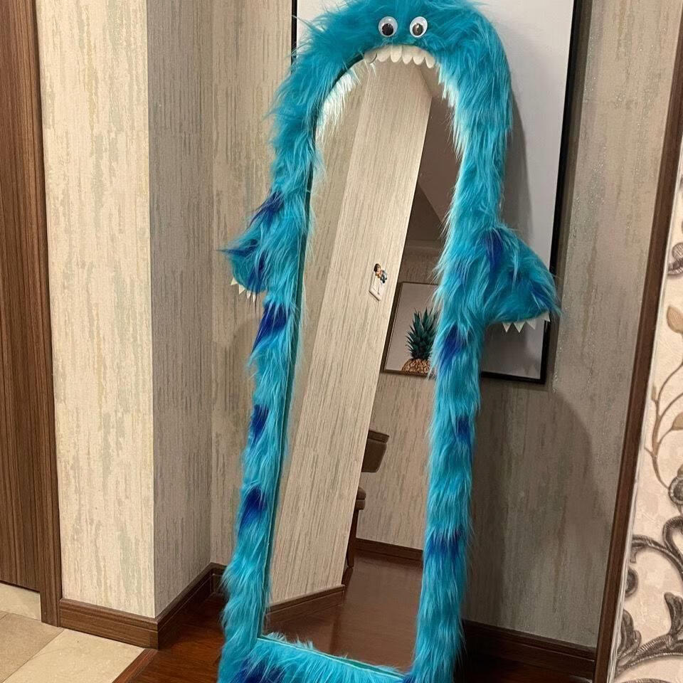 兔子全身镜 超可爱丑萌怪兽兔子全身镜穿衣镜长毛怪镜子diy材料包