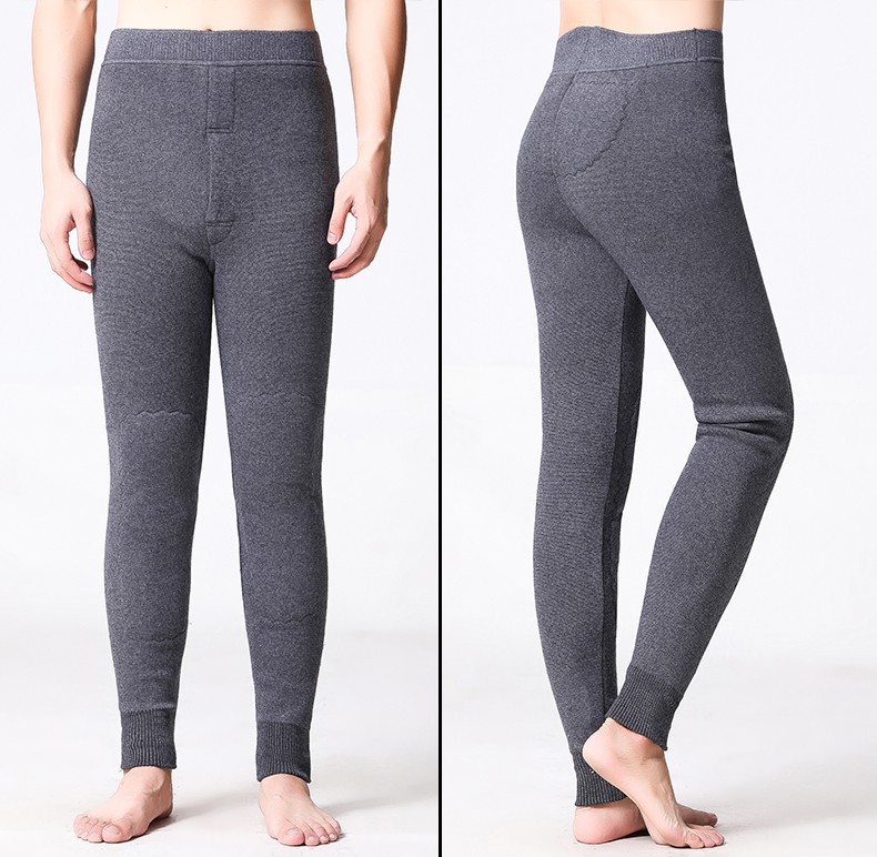 新款高端朝戈尔男士羊绒裤中年山羊绒加厚加绒保暖裤冬打底裤男灰色