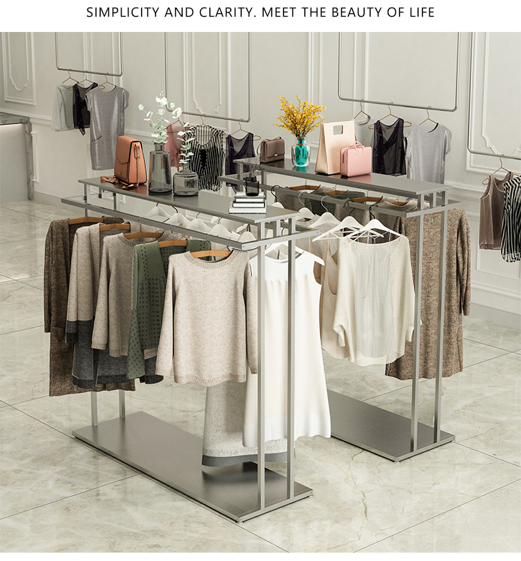 木石村居壹号服装店专用中岛架落地式双排杆挂衣架货架女装男装童装