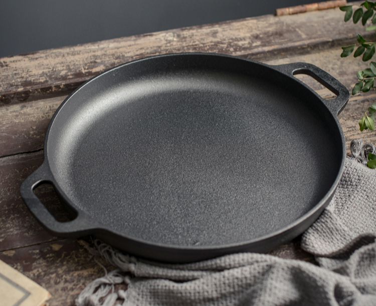 加厚铸铁无涂层鏊子煎饼果子工具平底锅生铁家用烙饼不粘手抓饼锅铁锅