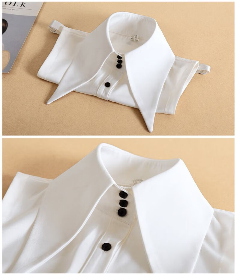 木季云大翻领韩版假领子女士新款毛衣装饰领衬衣领秋冬假领子三粒扣大