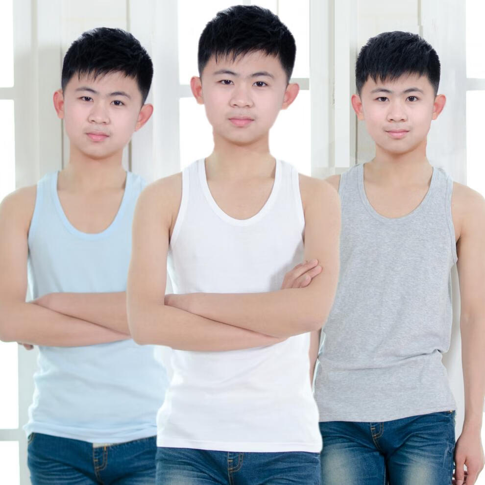 小背心男童夏季薄款新款儿童青少年内穿中大童男孩小孩打底学生 白色