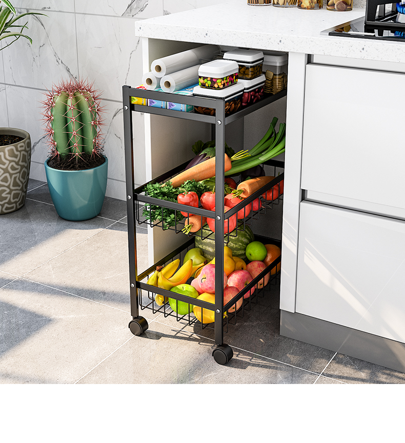 净魔师厨房夹缝置物架落地多层果蔬菜小推车冰箱缝隙储物收纳架jms