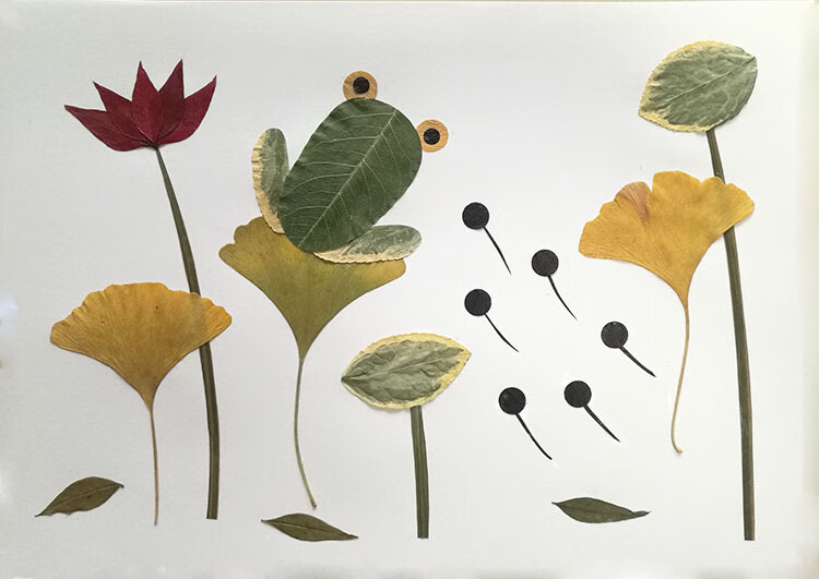 树叶粘贴画成品小学生幼儿园儿童手工diy材料包秋天真植物标本 a4材料