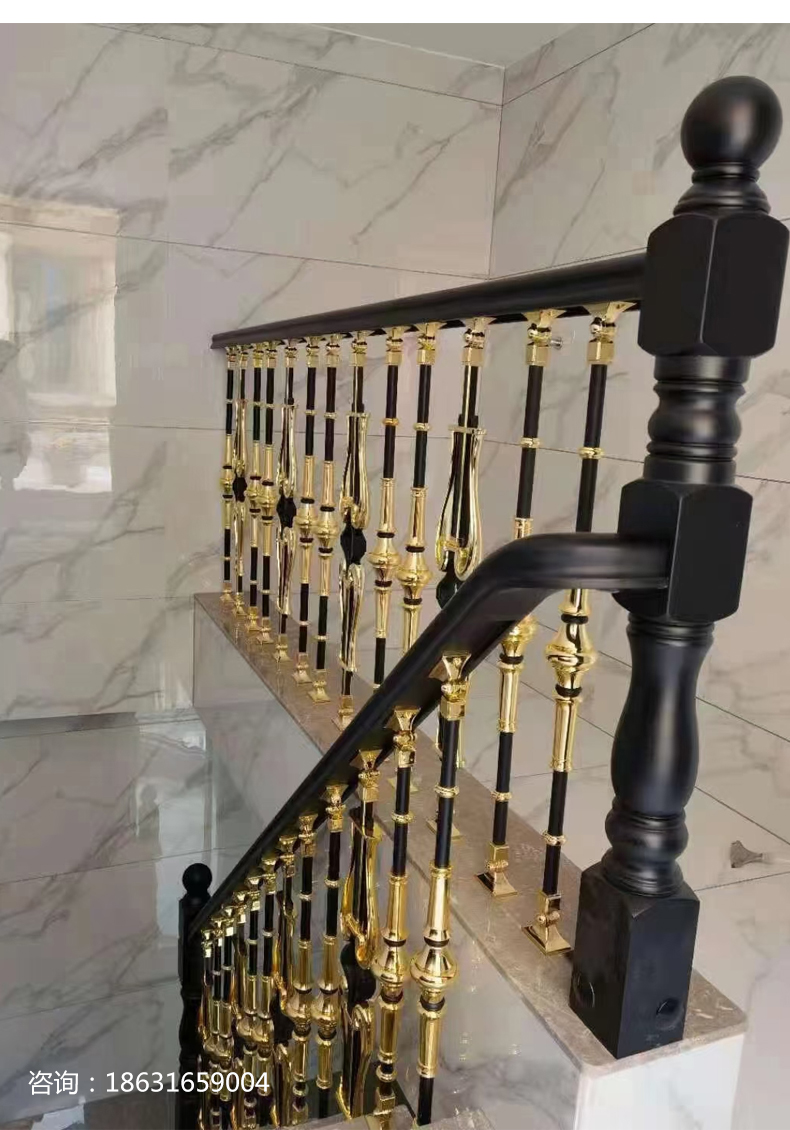 楼梯扶手金箍棒轻奢楼梯扶手实木栏杆现代窗户别墅护栏阳台铁艺室内zx