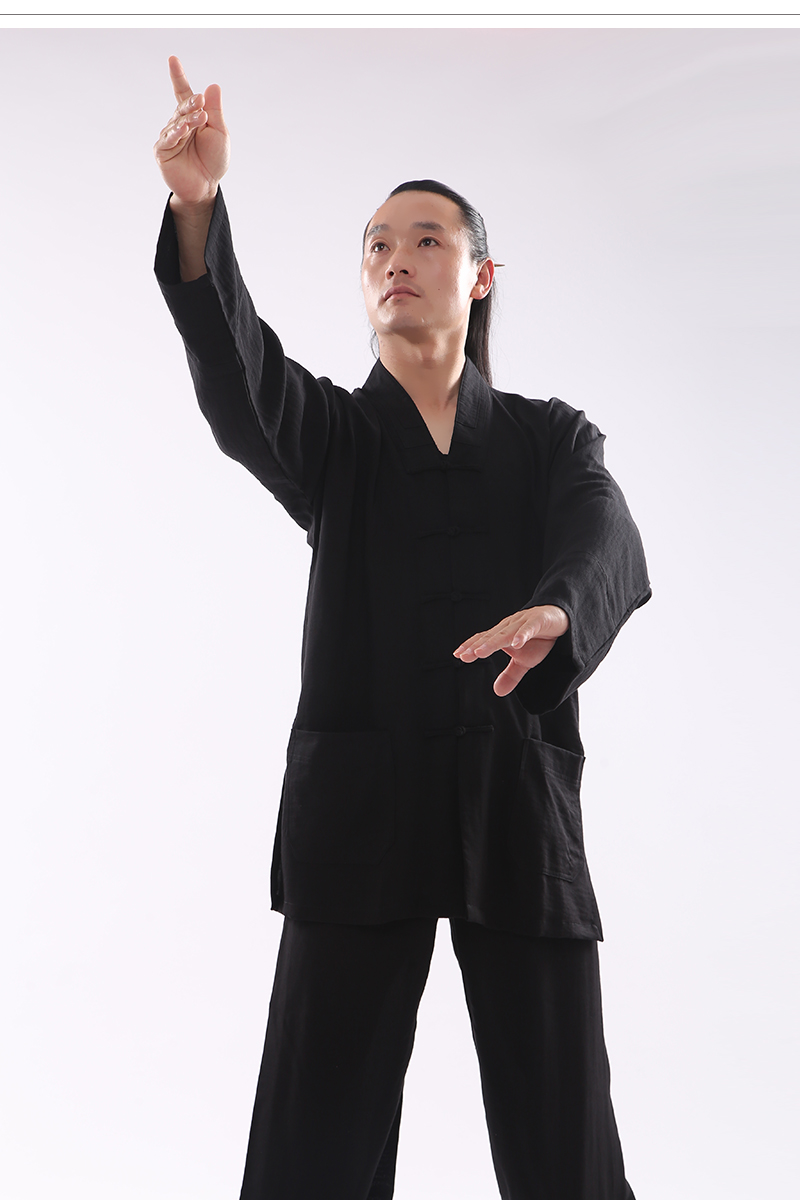 2022新款仁武蚕丝太极服武当道服蚕丝麻道士服装中国风男女士道袍三宝