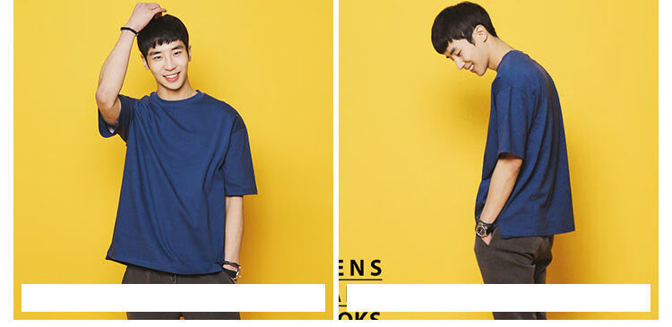 2022新款小尼力heybig日系韩版基础纯色短袖t恤男基础款运动打底衫