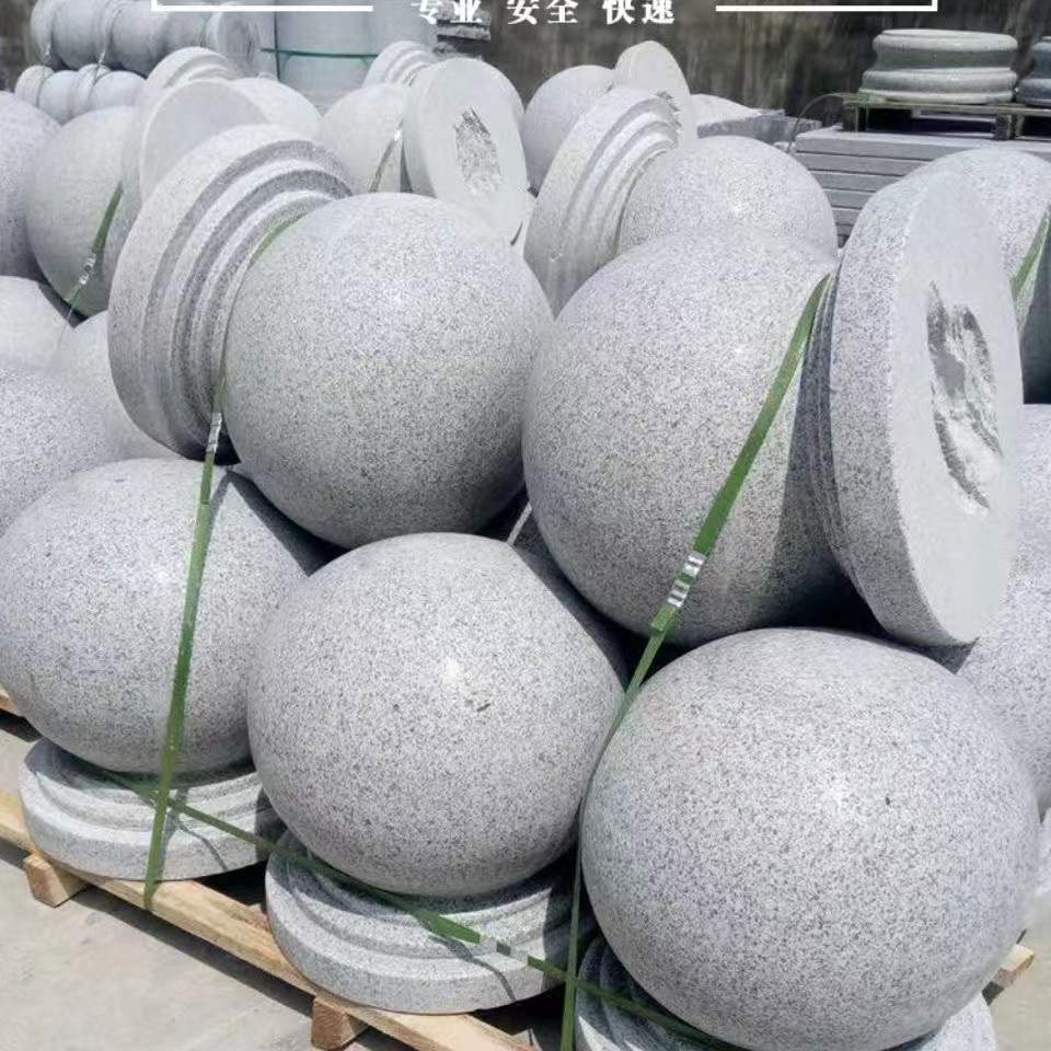 石球路障石球圆球路障挡车石芝麻白阻车石墩子花岗岩石头球门墩摆件