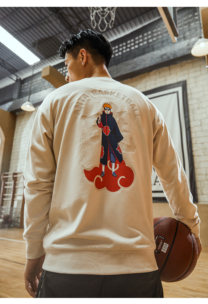 安踏火影忍者联名卫衣男2021官网旗舰运动宽松篮球圆领纯棉长袖火影