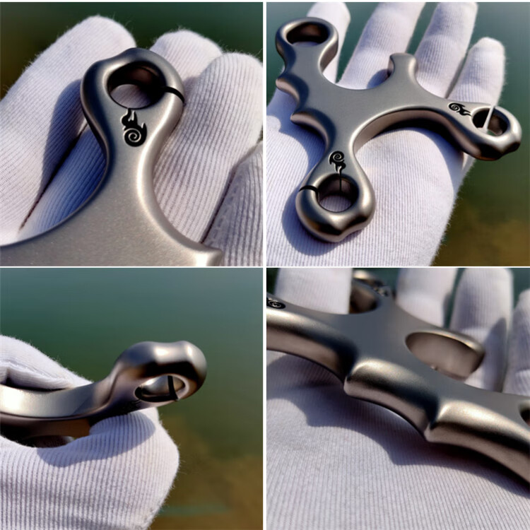 全钛合金tc21传统弹弓扁圆皮筋歪把子口袋直板定位非冷弯440c 小号