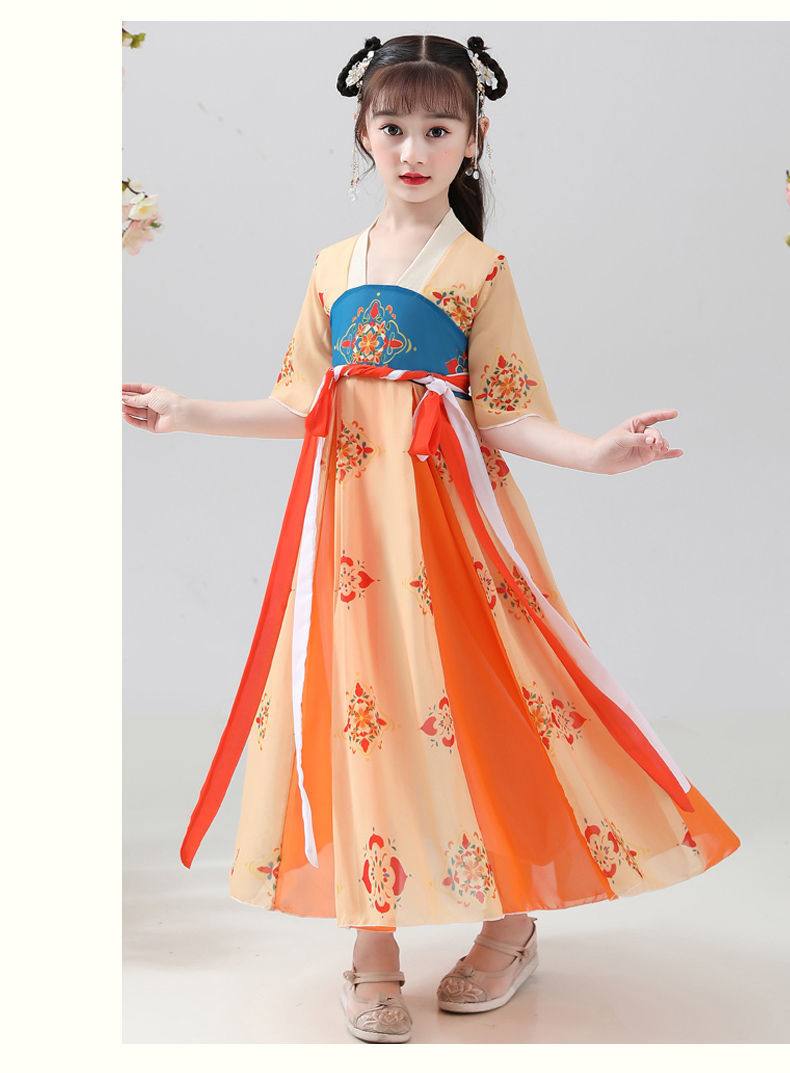 舜钦儿童古装汉服女夏天女童民族服装10岁小女孩中国风襦裙夏季中大童