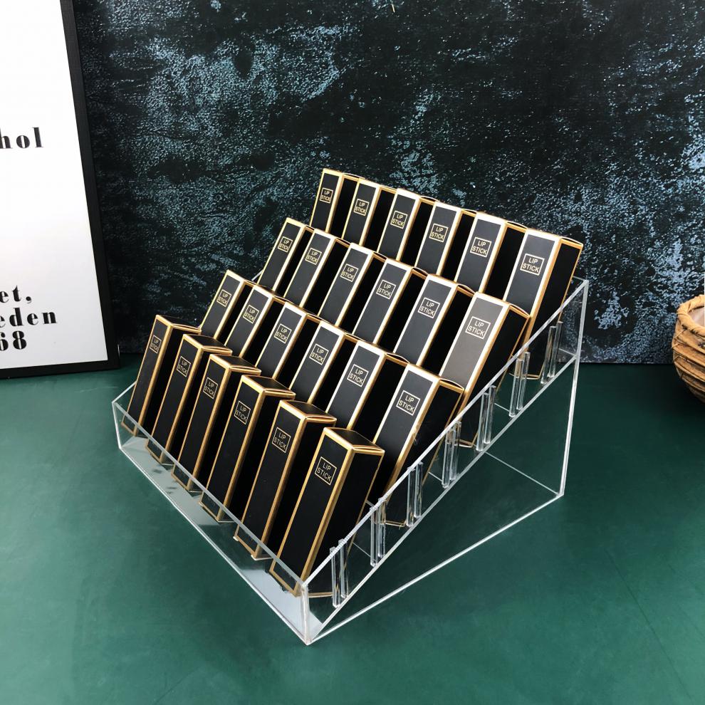 阶梯式多层眼影收纳盒亚克力透明口红展示盒腮红化妆品斜面陈列架全
